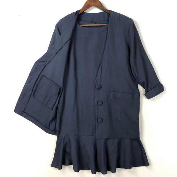 Vintage Piccalino Petites Navy Dress and Blazer Set Women’s SZ 6P EUC - Picture 2 of 16